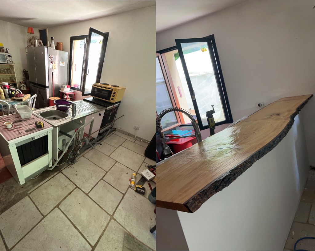 Installation d'un plan de travail et montage mural dans des WC avec vasque et finitions marbre